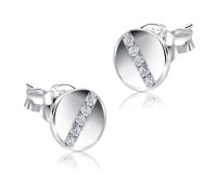 Beautiful Circle With CZ Stone Silver Ear Stud STS-5500